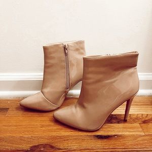 Charolette Russe | Nude Pink Pleather Booties | (Says Size 8 Fits Like 7)